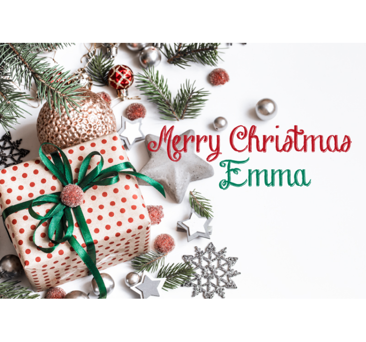 merry xmas with name living room wall mural - TenStickers