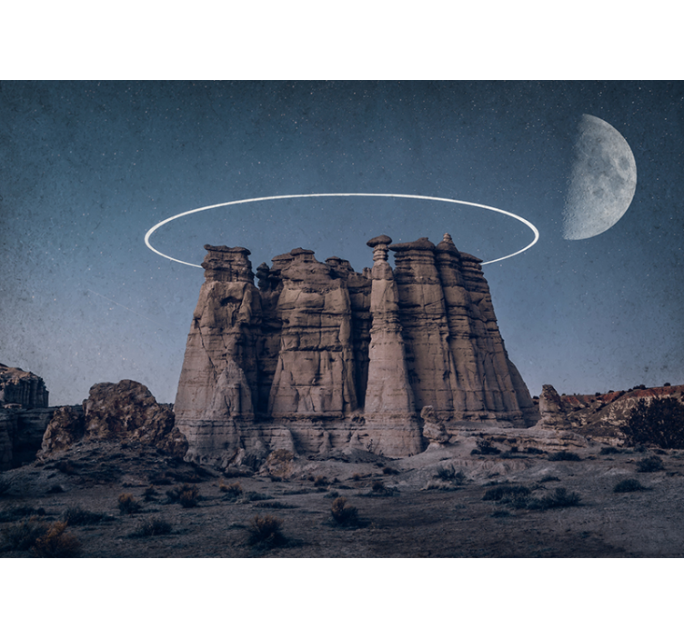 Desert at night with big rock wall mural - TenStickers