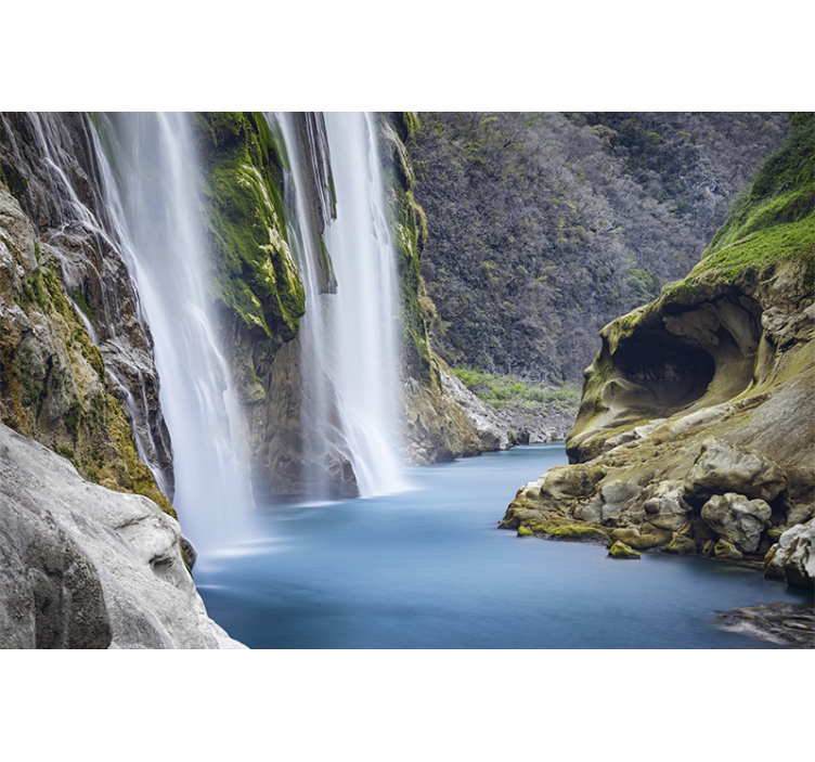 Waterfall mural serene waterfall view - TenStickers