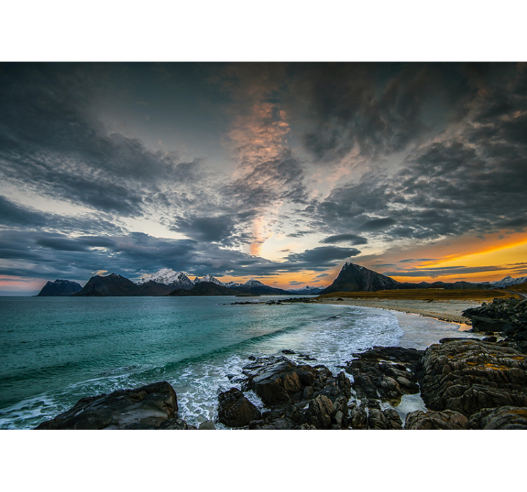 Mountain Coastal View landscape mural wallpaper - TenStickers