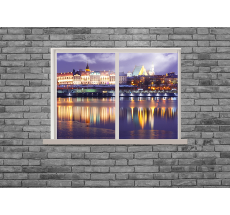 City wall mural urban night illumination - TenStickers