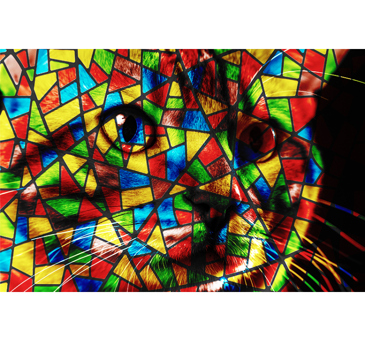 Animal wall mural colorful cat mosaic - TenStickers