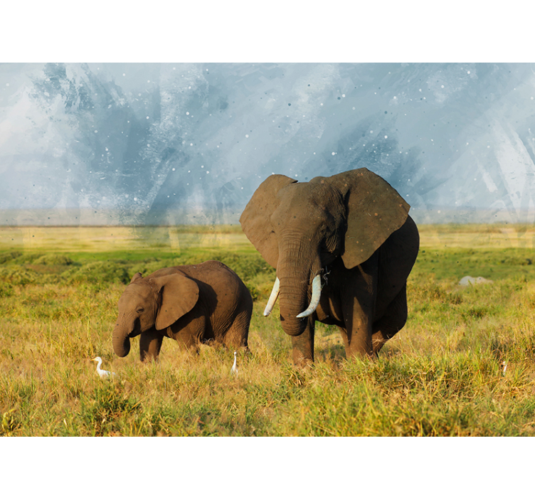 Majestic Elephants Encounter animal wall mural - TenStickers