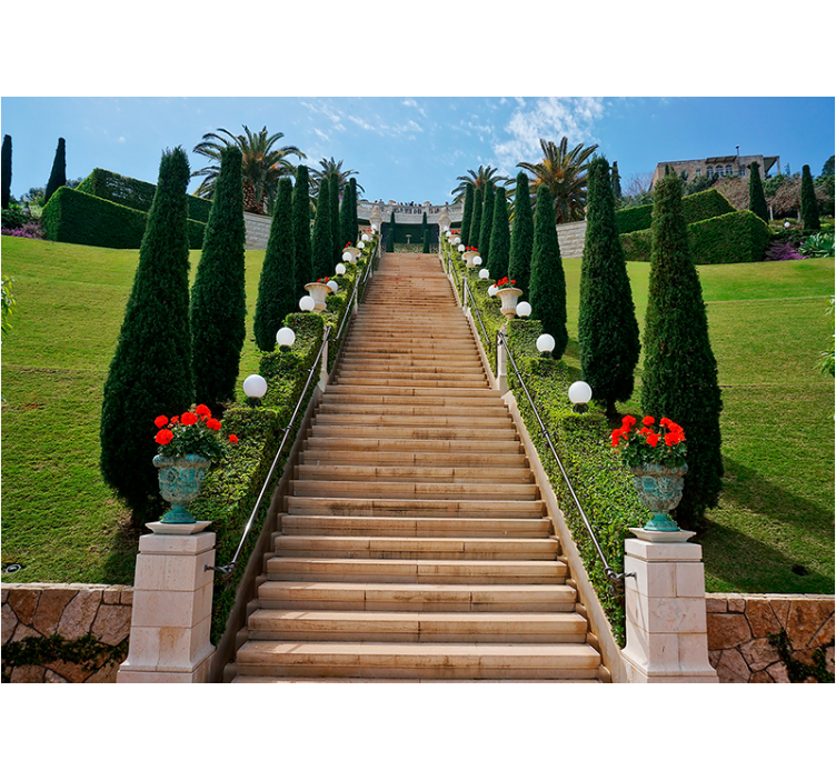 Stairway garden path landscape mural wallpaper - TenStickers