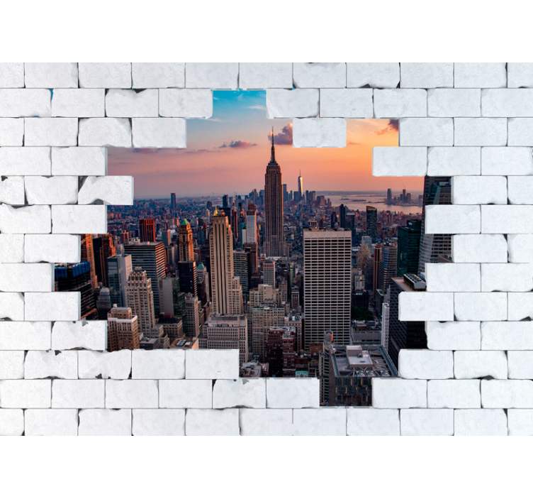 New york wall mural new york skyline sunset - TenStickers