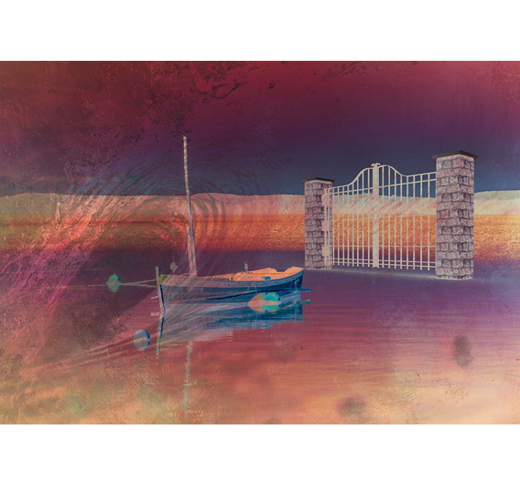 Serene Lake Scene landscape mural wallpaper - TenStickers