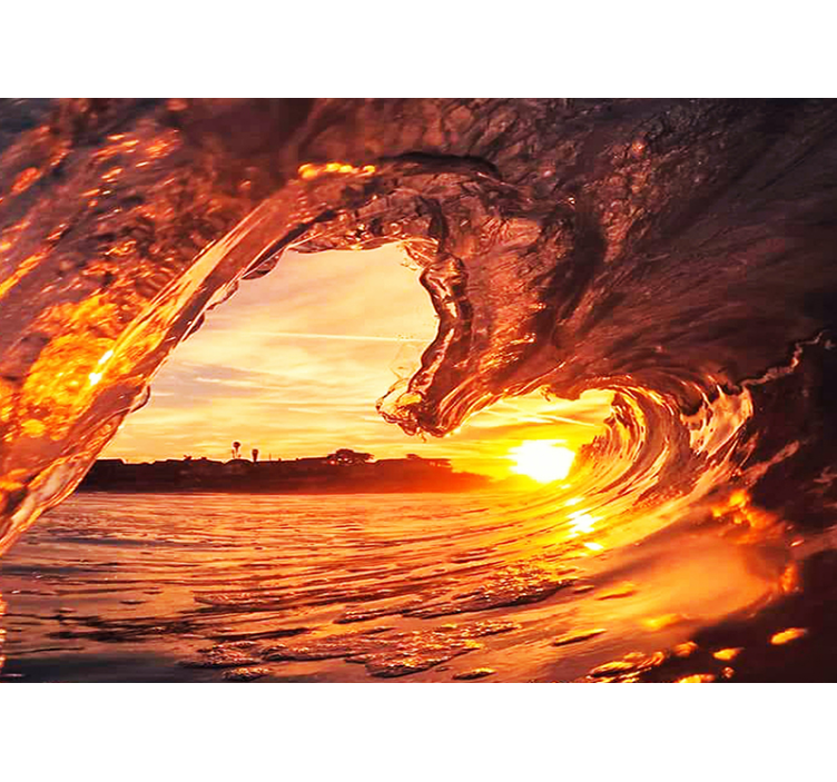 Sunset Splashing Wave sea mural - TenStickers