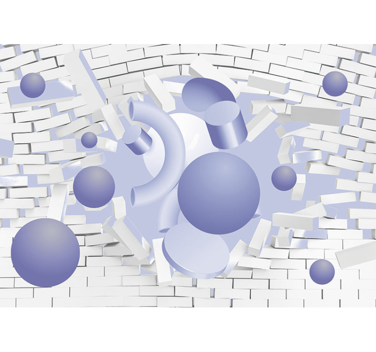 Abstract wall mural with floating geometric forms - TenStickers