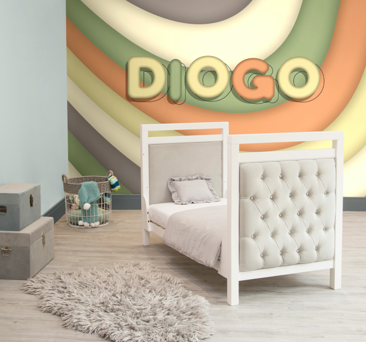 Curved stripes witj name children wall mural - TenStickers