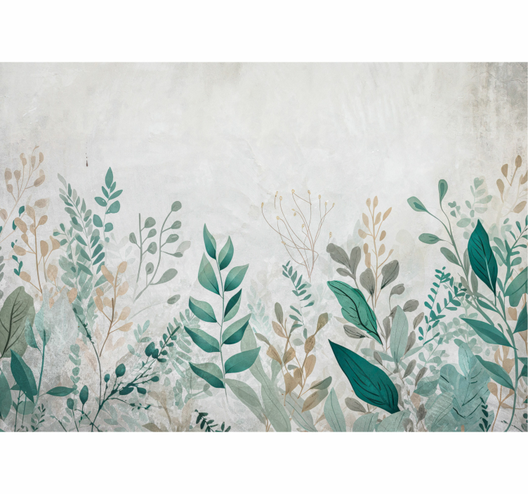 Plants painting living room wall mural - TenStickers