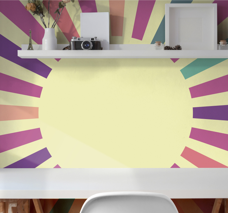 70's geometric sun abstract wall murals - TenStickers