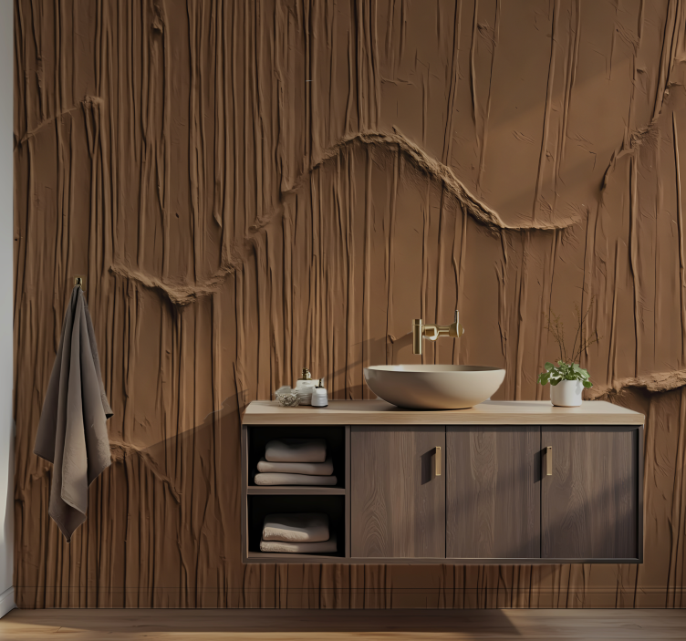 Abstract brown wallpaper bathroom mural - TenStickers