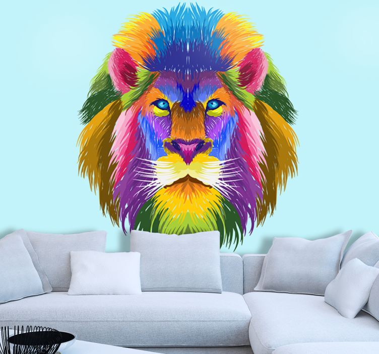 Abstract Colorful Lion Animal modern wall mural - TenStickers