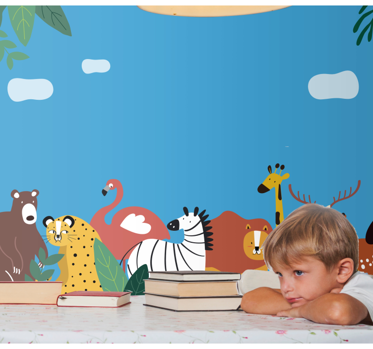 Animal wall mural colorful animal parade - TenStickers