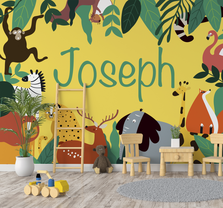 Animal wall mural fun jungle creatures - TenStickers