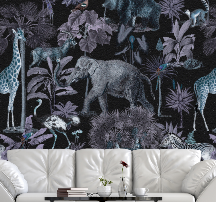 Animal wall mural wildlife safari scene - TenStickers