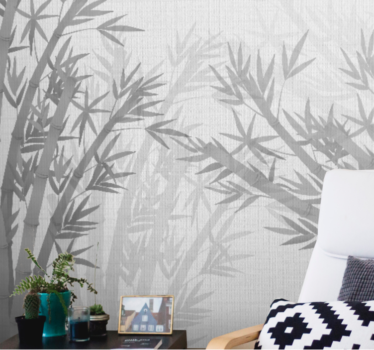 Bamboo wall mural elegant bamboo silhouettes - TenStickers