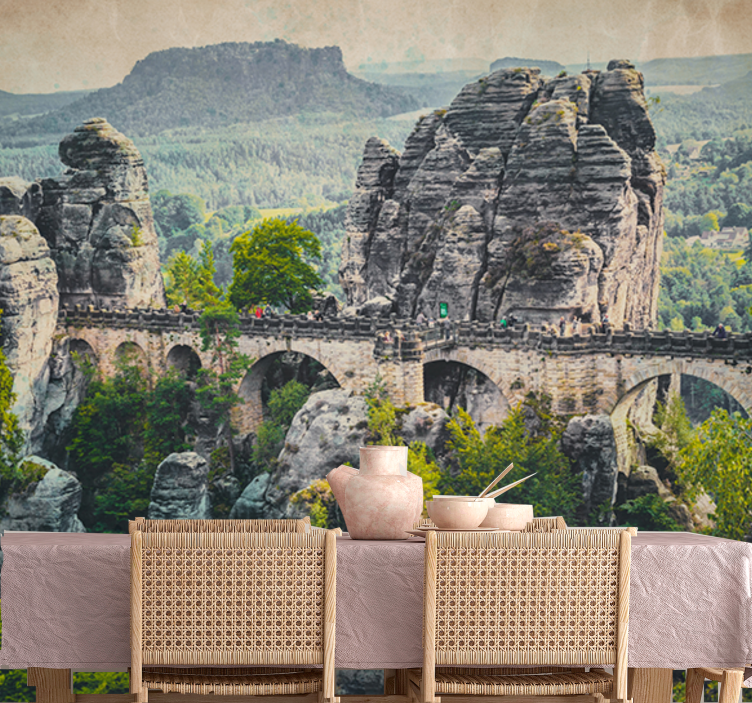 Bastei bridge view landscape mural wallpaper - TenStickers