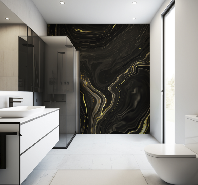 Black and gold marble Bathroom Mural - TenStickers
