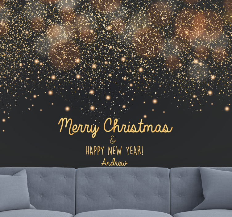 Black and gold sparkles Christmas wall mural - TenStickers