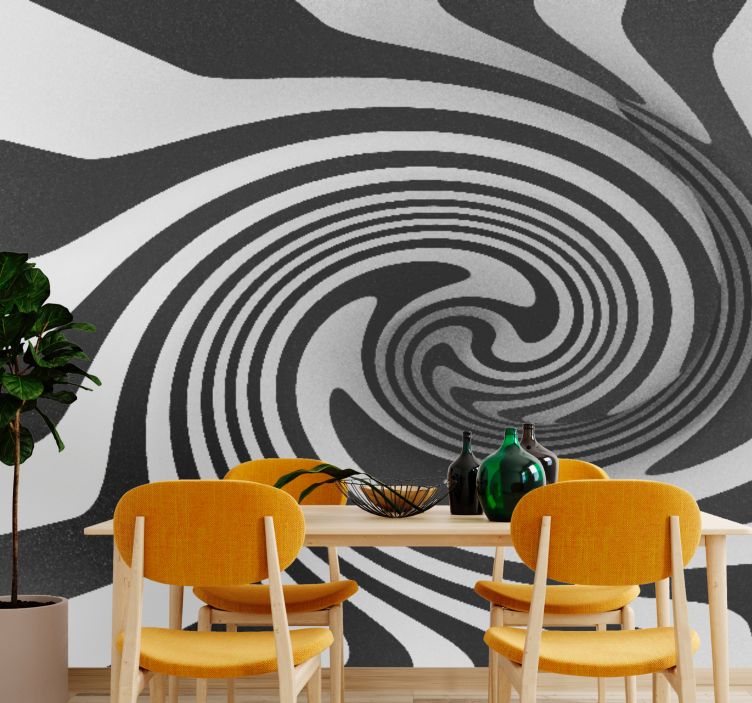 Black and white infinite spiral 3D Wall Mural - TenStickers