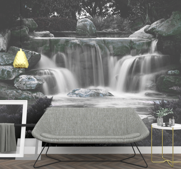 Black and white scenery Waterfall Wall Mural - TenStickers
