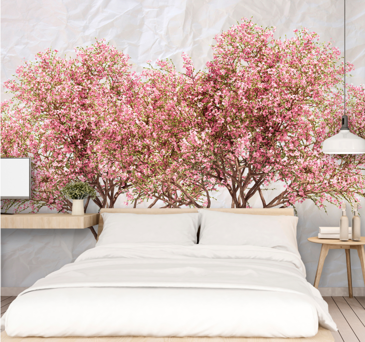 Blooming Pink Trees flower mural - TenStickers