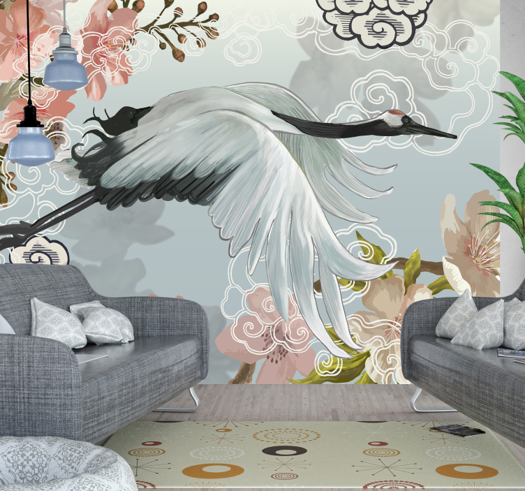 Blossom crane photo wall mural - TenStickers