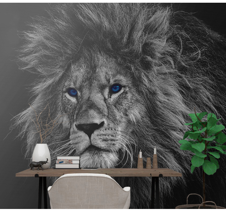 Blue eyes lion  lion wall mural - TenStickers