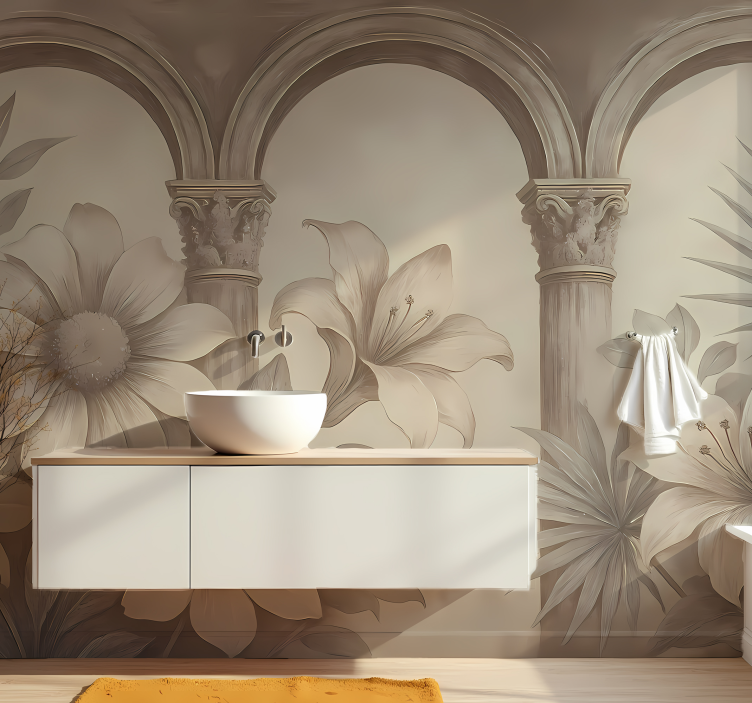 Botanical Arches bathroom mural - TenStickers