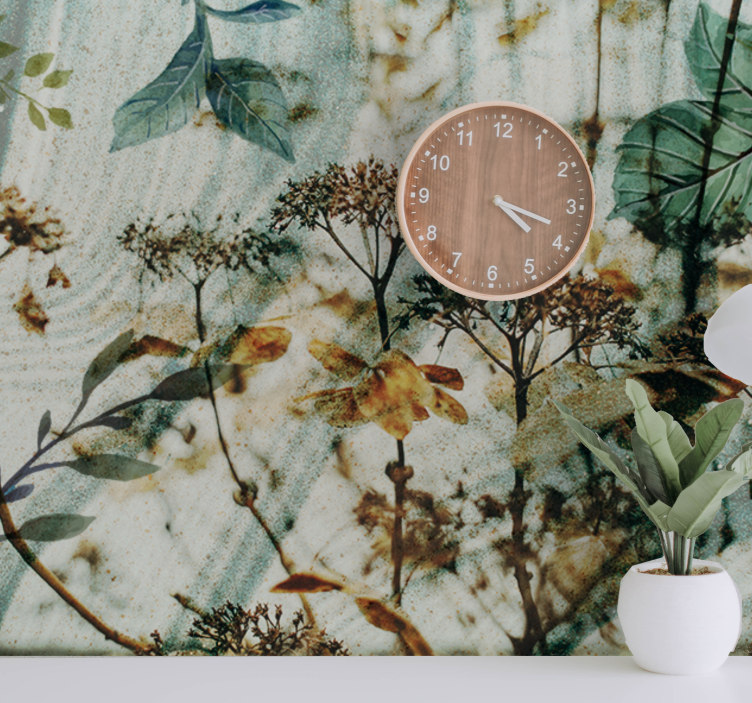 Botanical Flora living room wall mural - TenStickers