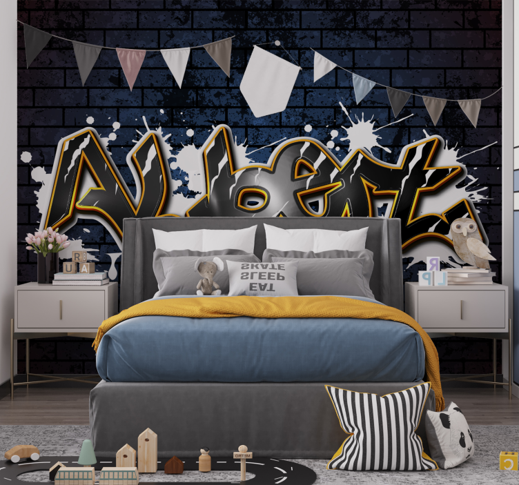 Brick wall with name Teenage wall mural - TenStickers