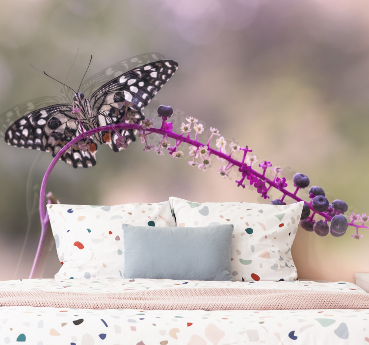 Butterfly atop Blossom flower mural - TenStickers