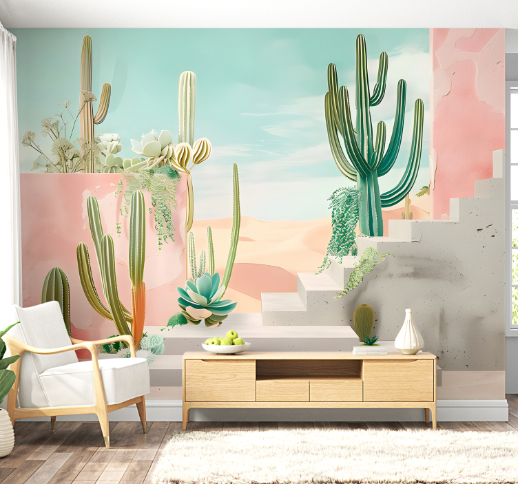 Cactus design desert mural - TenStickers