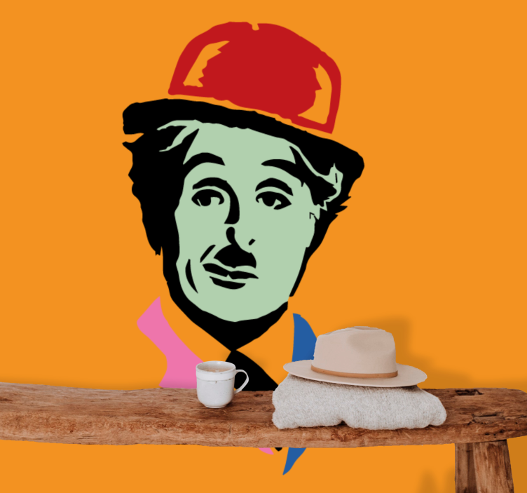 Charlie Chaplin Pop Art Urban Art Wall Mural - TenStickers