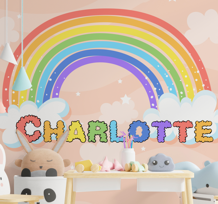 Children wall mural customized rainbow design - TenStickers