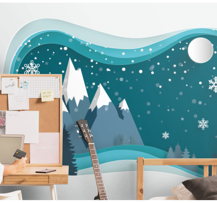 Chilly Mountain Landscape mountain wall mural - TenStickers