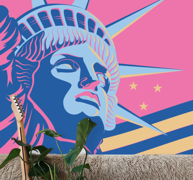 City wall mural liberty monument - TenStickers