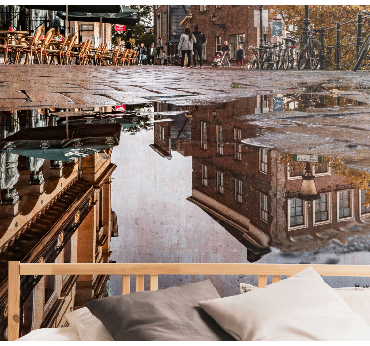 City wall mural reflections in city - TenStickers