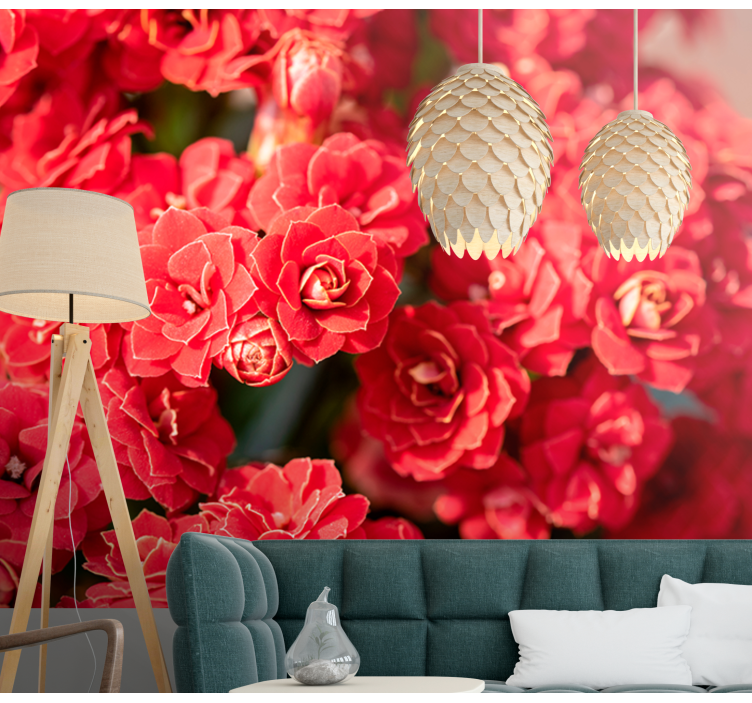 close up beautiful red flowers wall mural - TenStickers