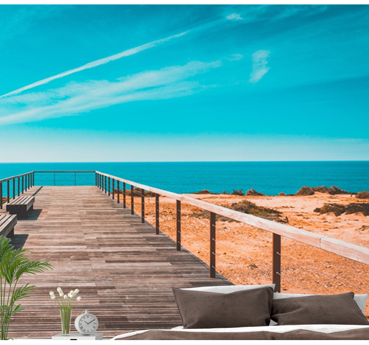Coastal Boardwalk View landscape mural wallpaper - TenStickers