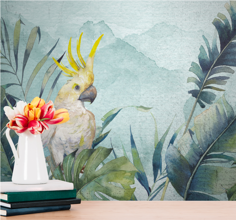 Colonial style cockatoos with plants wall mural - TenStickers