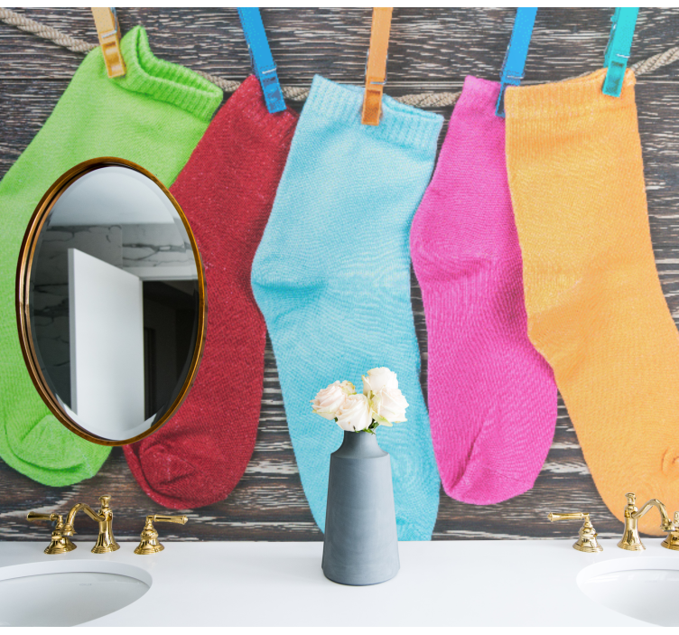 Colorful Hanging Socks christmas mural - TenStickers