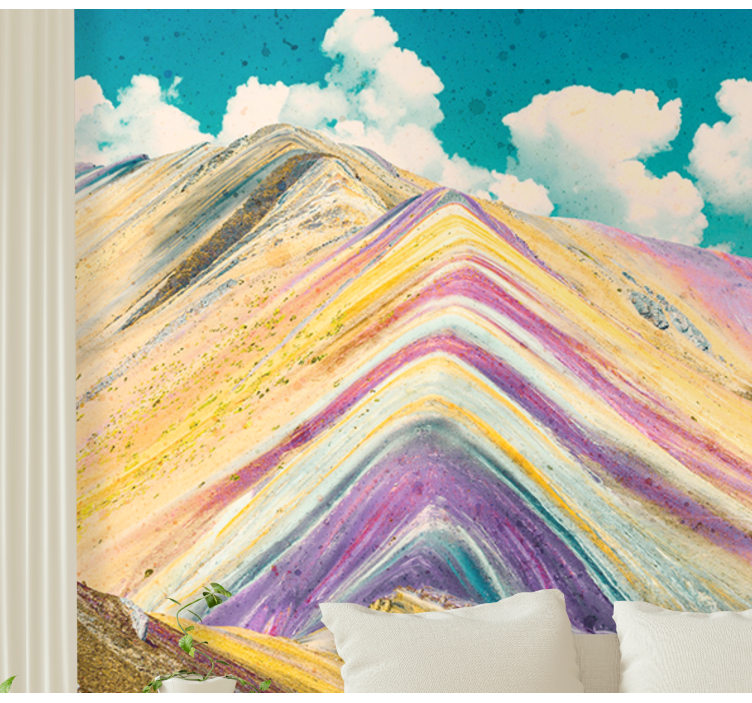 Colorful mountain peaks landscape mural wallpaper - TenStickers