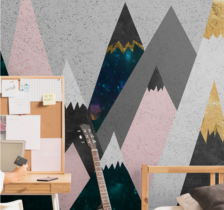 Colorful mountains design wall mural - TenStickers