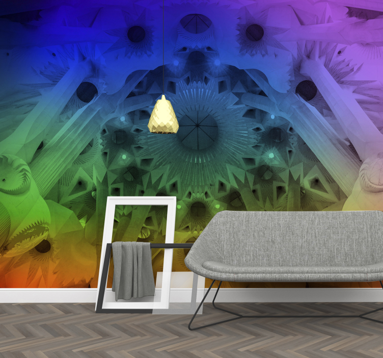 Colorful Sagrada Familia City wall mural - TenStickers
