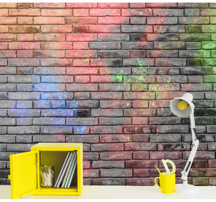 Colour splash on brick wall brick wall mural - TenStickers