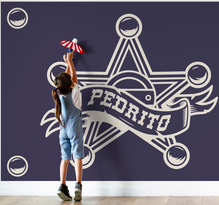Children wall mural custom sheriff badge - TenStickers