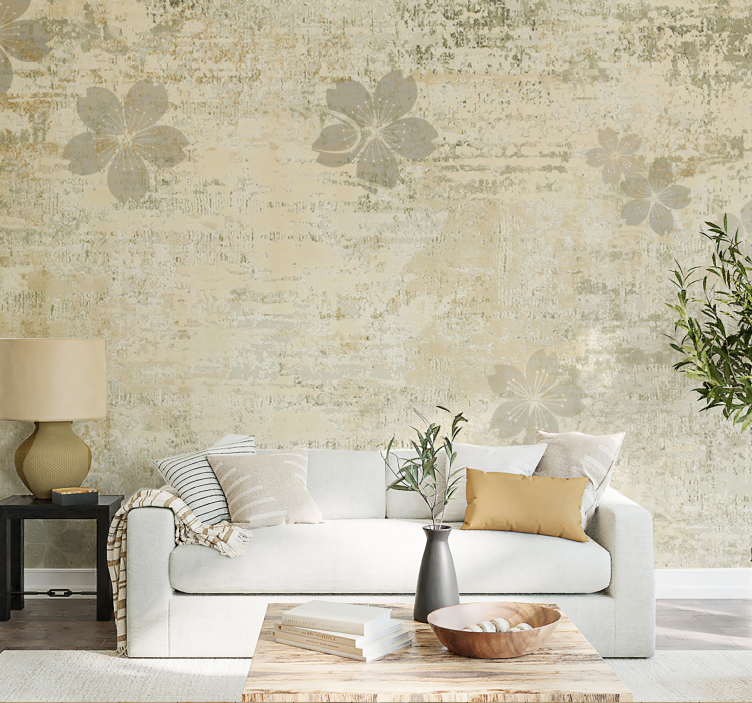 Delicate flower patterns mural for living room - TenStickers