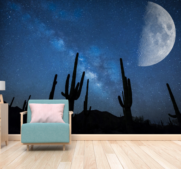 Desert moon and cactus Desert Wall Mural - TenStickers